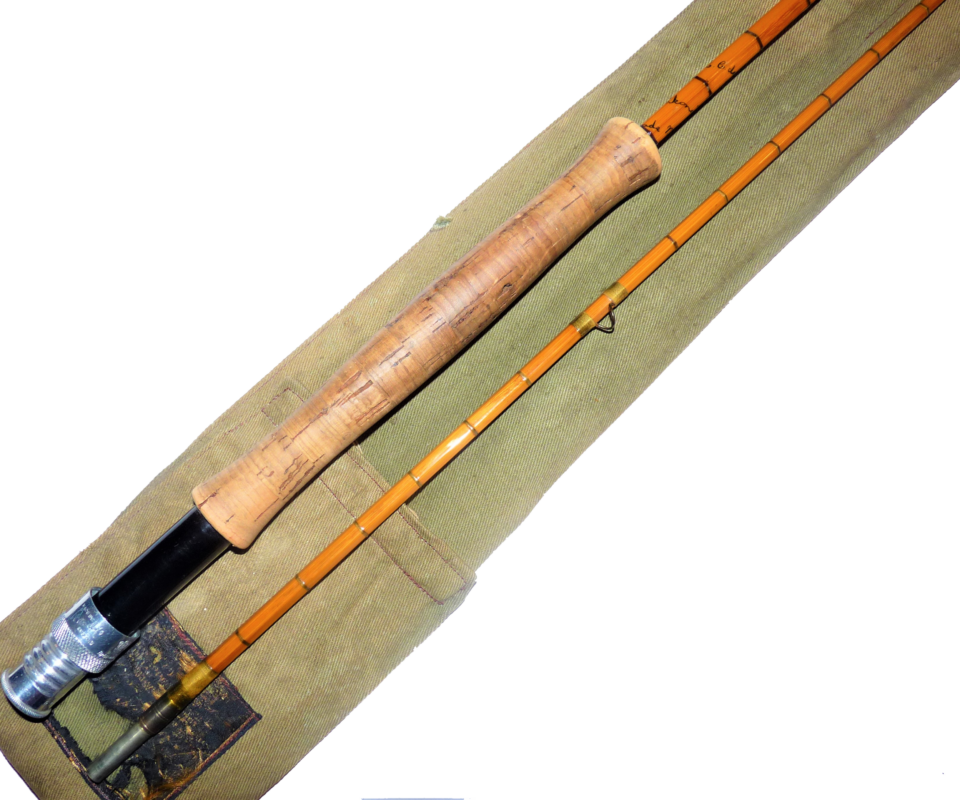 Alternative view of Hardy C C De France 9' 2-piece #6 Palakona cane trout fly rod 1954