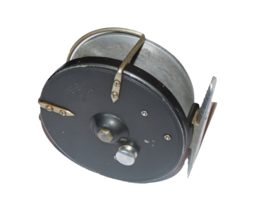 Alternative view of Hardy Longstone 4" reel with Bickerdyke line guide to use or collect