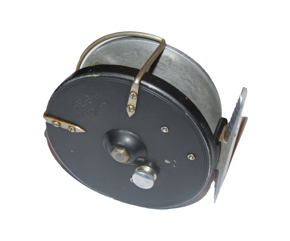 Alternative view of Hardy Longstone 4" reel with Bickerdyke line guide to use or collect