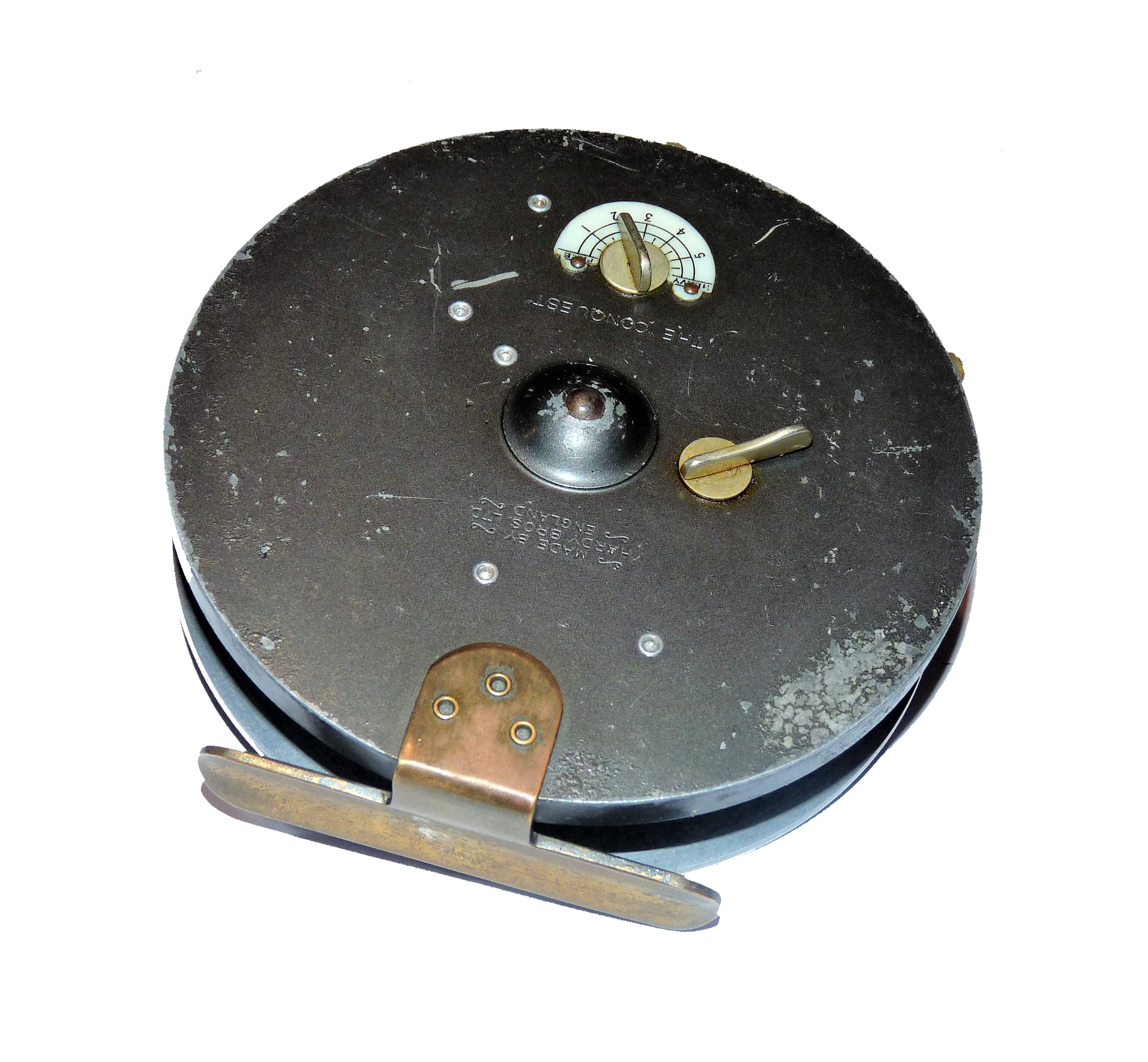 Hardy Conquest 4.25″ vintage centrepin trotting reel dial scale check line guide - Image 3