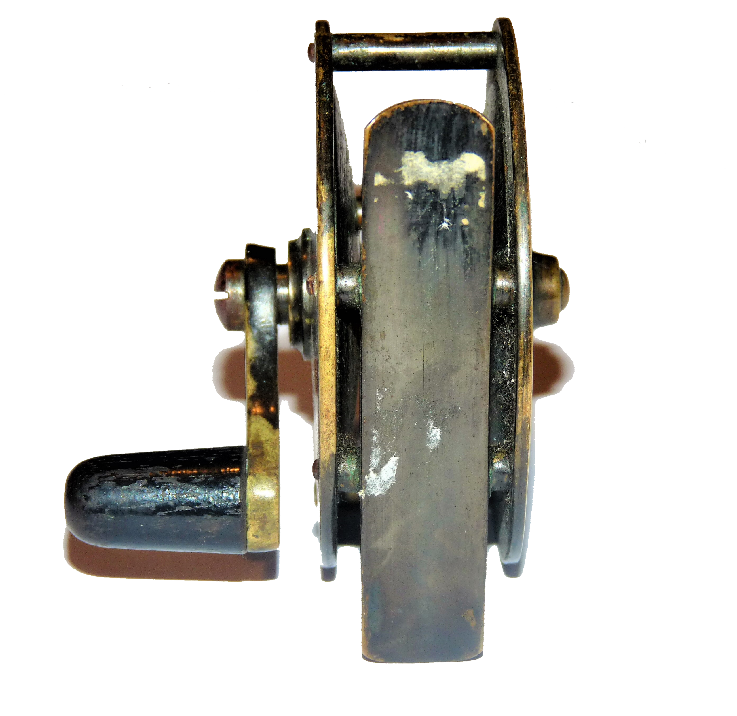 Hardy 2.5" all brass crank wind reel with rod in hand - Image 4