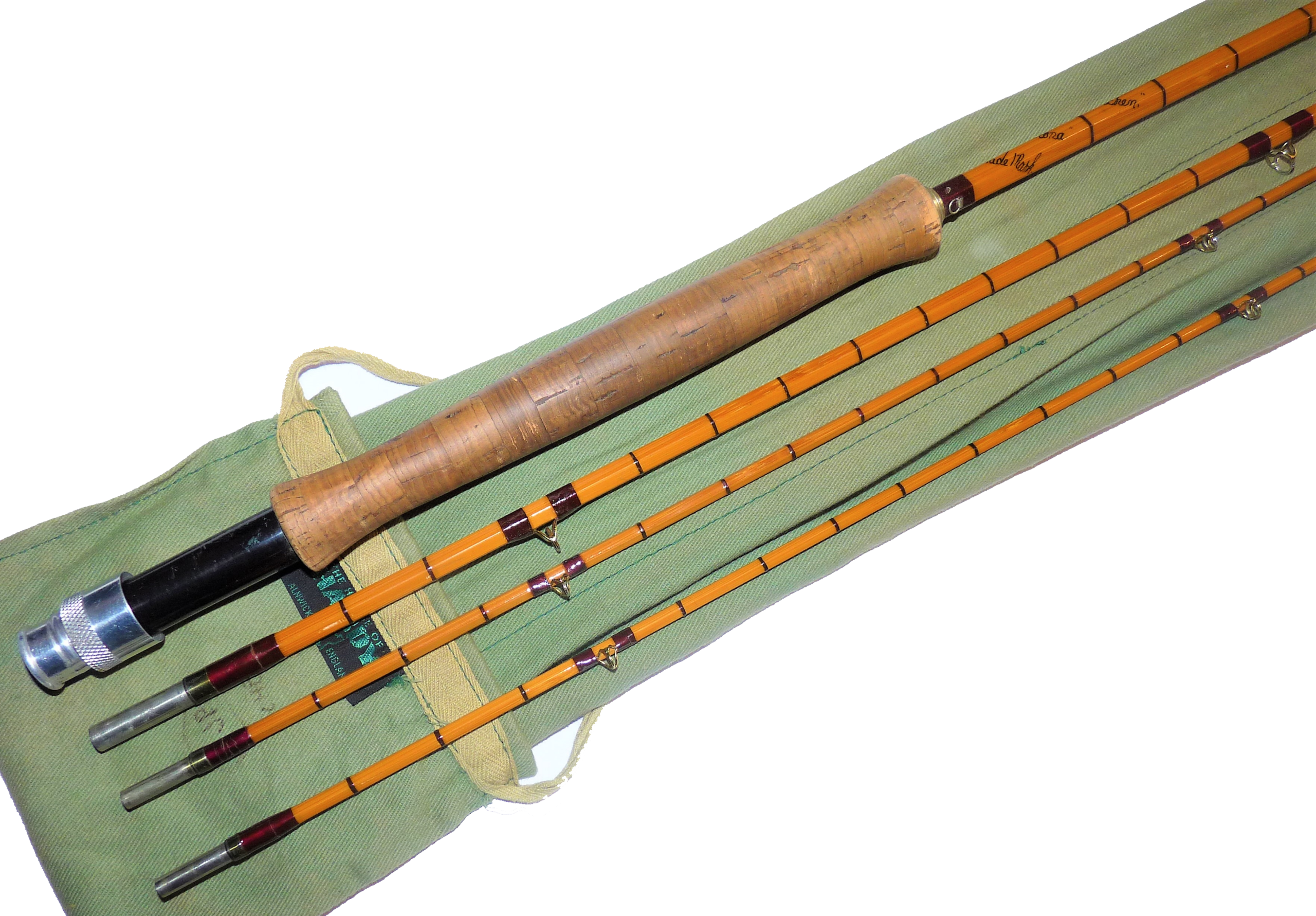 Hardy "Itchen" 9' 6" three piece Palakona trout fly rod with spare tip #6 in original bag