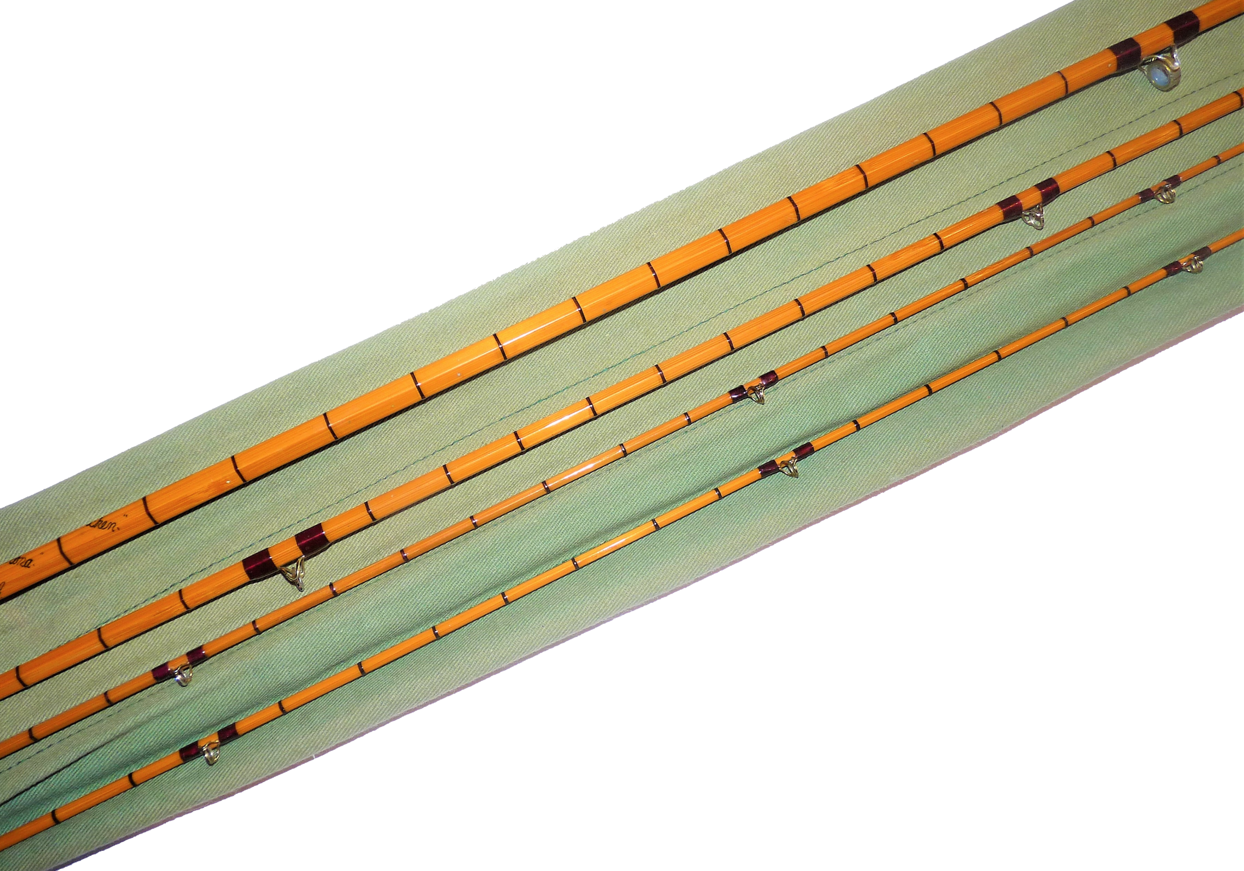 Hardy "Itchen" 9' 6" three piece Palakona trout fly rod with spare tip #6 in original bag - Image 2