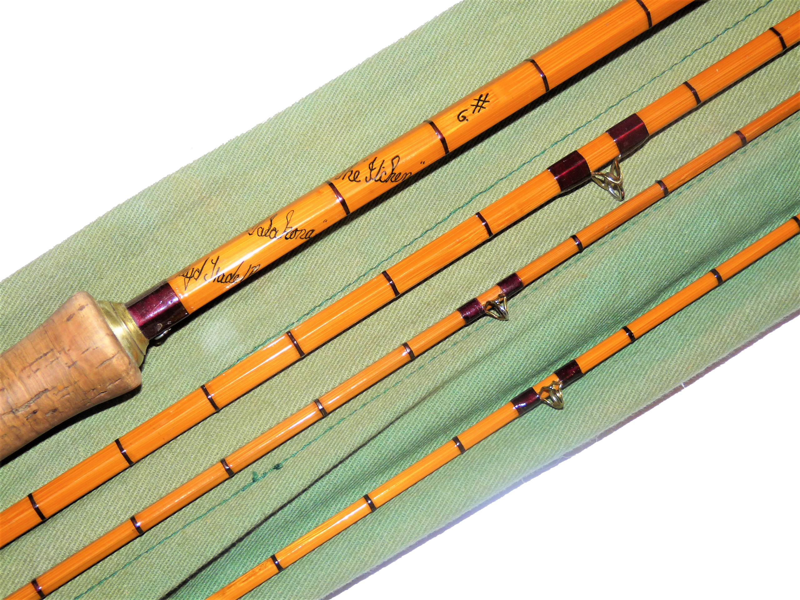 Hardy "Itchen" 9' 6" three piece Palakona trout fly rod with spare tip #6 in original bag - Image 4