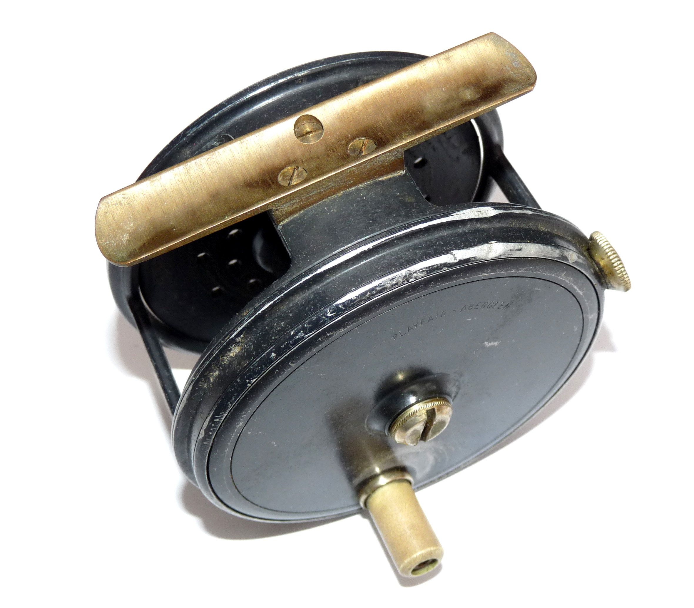 PlayFair of Aberdeen 3-1/2” wide drum vintage alloy salmon fly reel by J W Young - Image 4