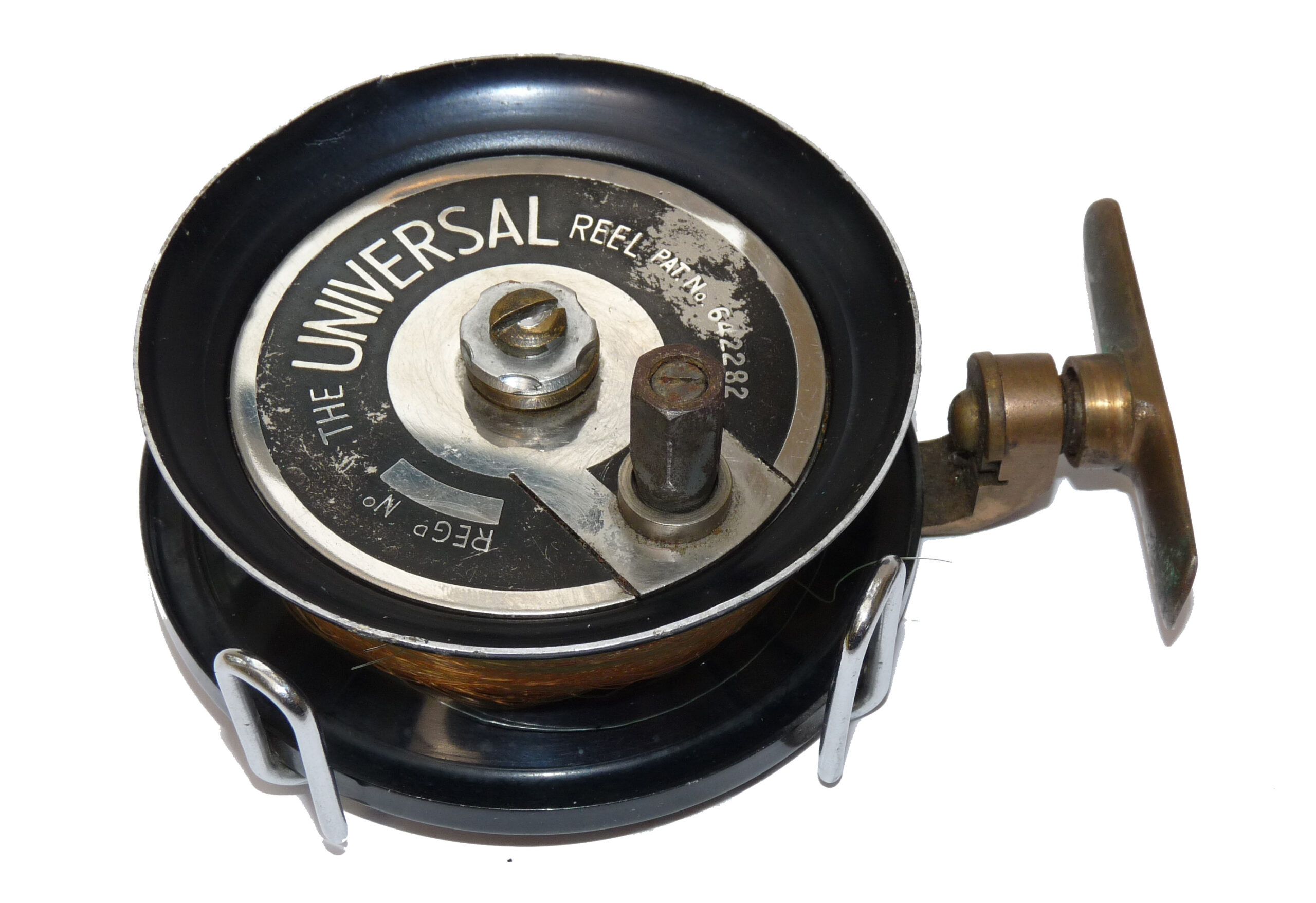 The Universal Patent 642282side casting reel, vintage English wierd model for the collector
