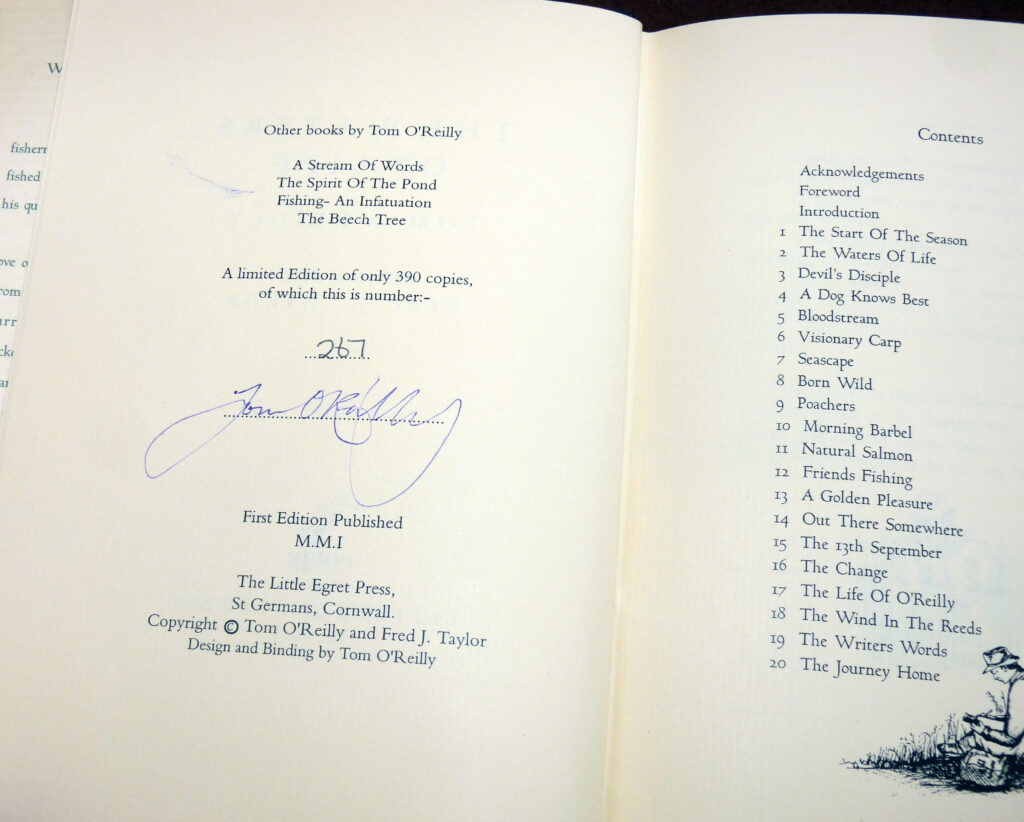 The Waters Of Life, Tom O’Reilly, 2001 signed 1st edition fishing book, 267/390 - Image 3