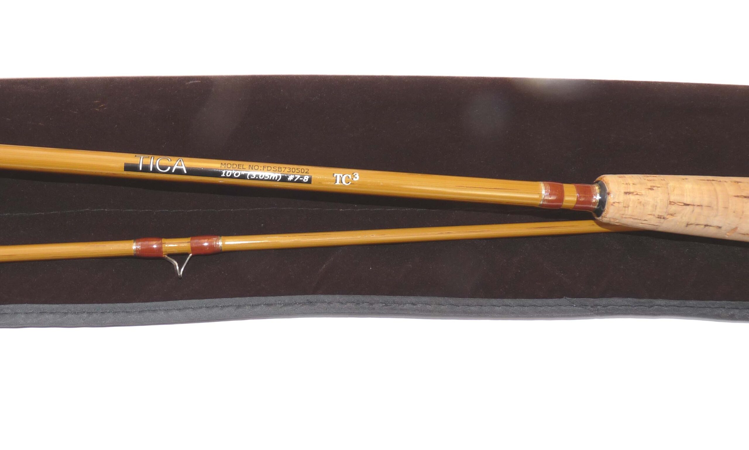 Tica TC3 carbon Fly rod, 10’ 2 piece in split cane finish for line #7/8 trout & sea trout - Image 3