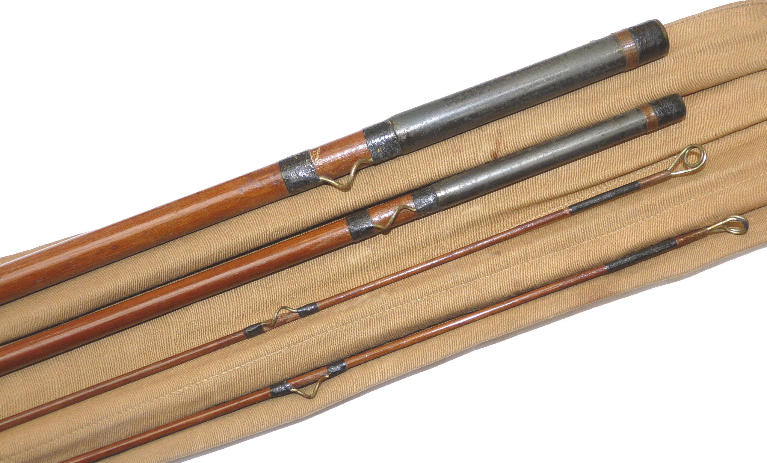 Army & Navy, Victoria, London 14’ 3 pce greenheart salmon fly rod + spare tip c1900 Gary Brooker - Image 4