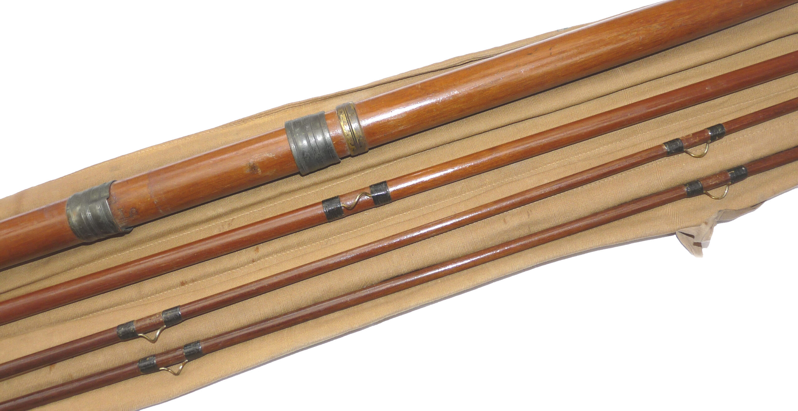 Army & Navy, Victoria, London 14’ 3 pce greenheart salmon fly rod + spare tip c1900 Gary Brooker - Image 3