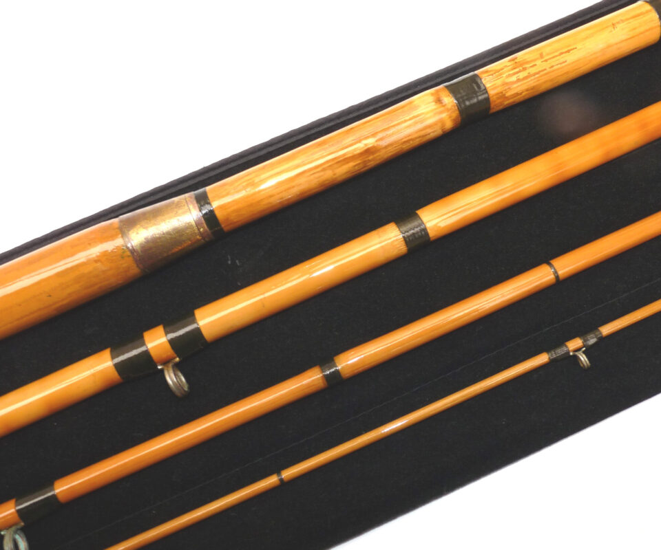 Spanish reed & bamboo float rod, 14’ 4 piece general rod, dates c1920’s, fish or display