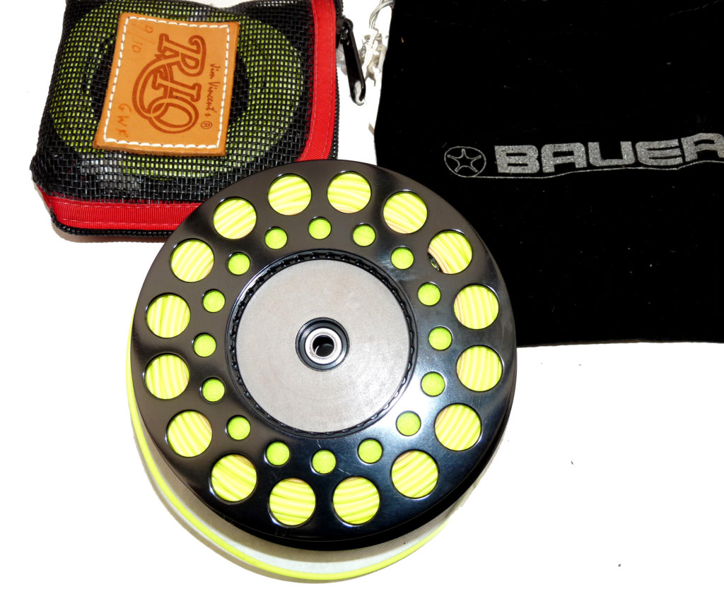 Bauer M7 USA large arbour black finish fly reel spool with Rio Grand Spey 9/10 line & tips - Image 2