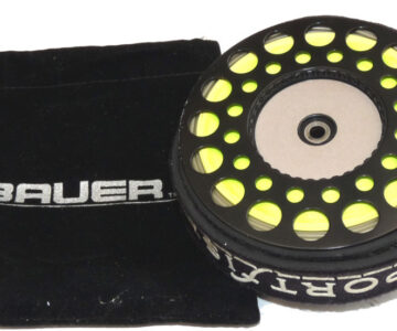 Alternative view of Bauer M7 USA large arbour black finish fly reel spool with Rio Windcutter wwf 10/11/12 & drawstring case
