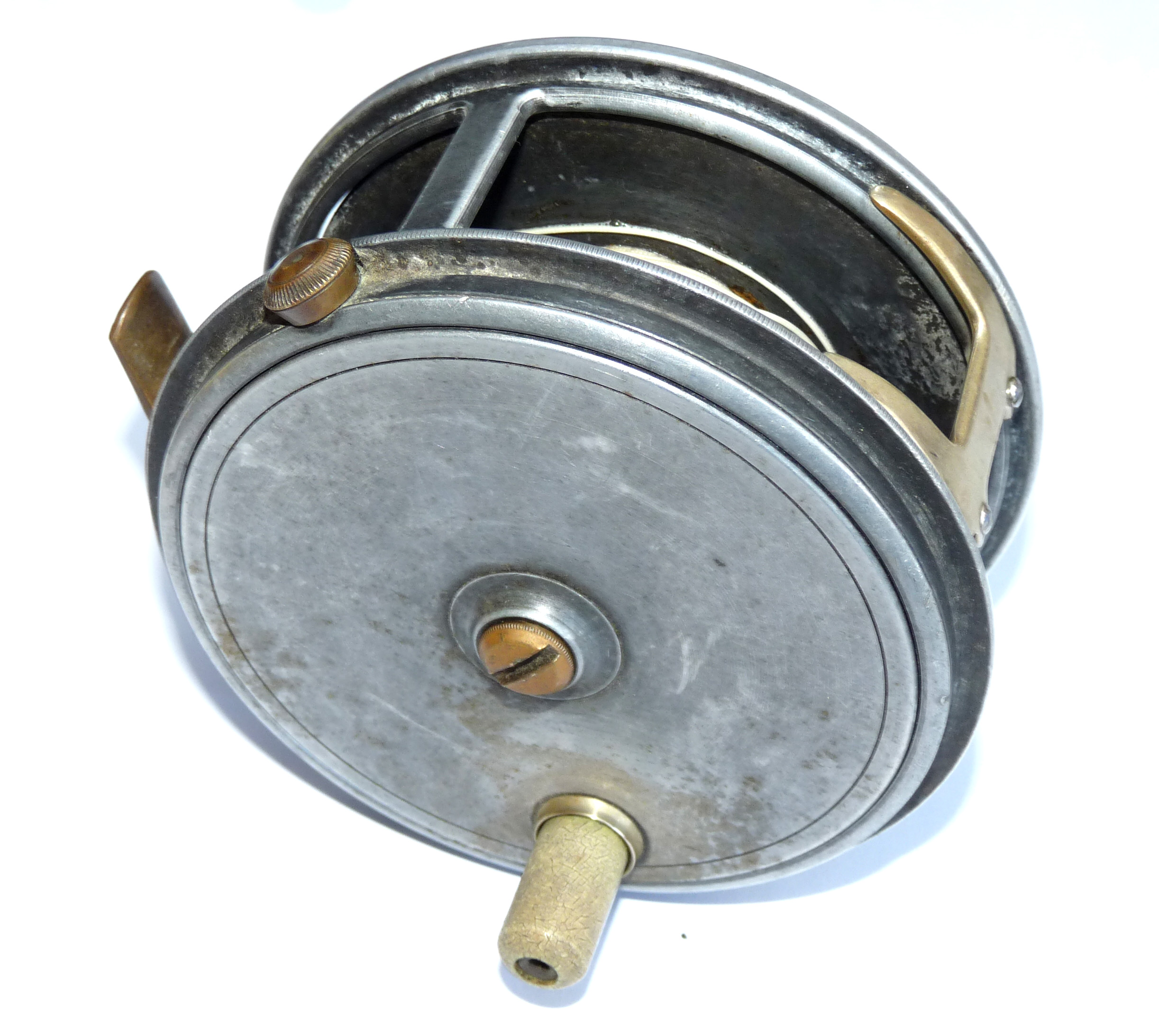 Vintage alloy 4.5” wide drum salmon fly reel for cane glass carbon rods