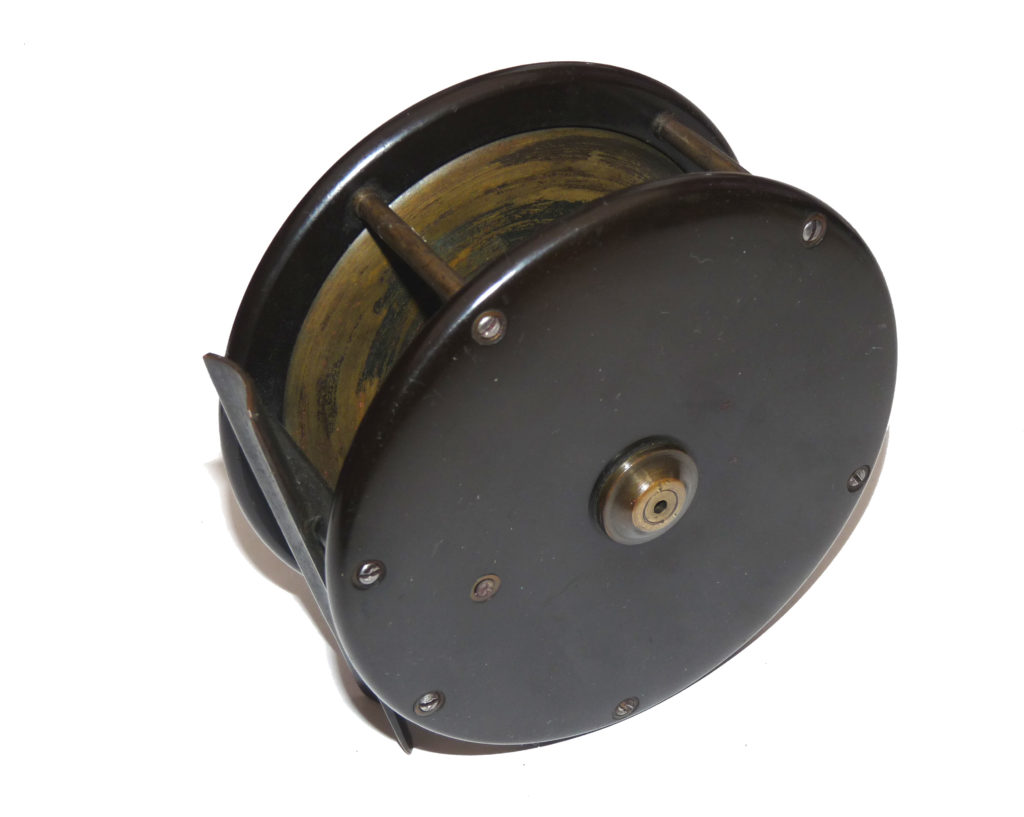 Antique London pattern 4.5” ebonite and brass salmon fly reel c 1890. - Image 3