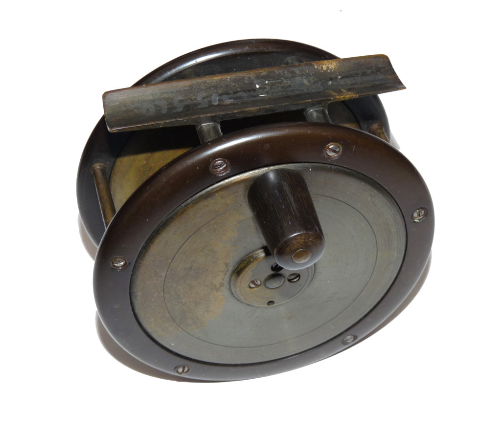 Antique London pattern 4.5” ebonite and brass salmon fly reel c 1890. - Image 2
