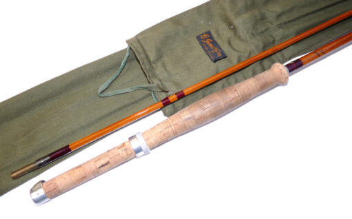 B James London 'The Chew' 9' 6" split cane trout fly rod with makers bag