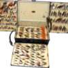 C Farlow black japanned fly box & flies Sir Malcolm McAlpine
