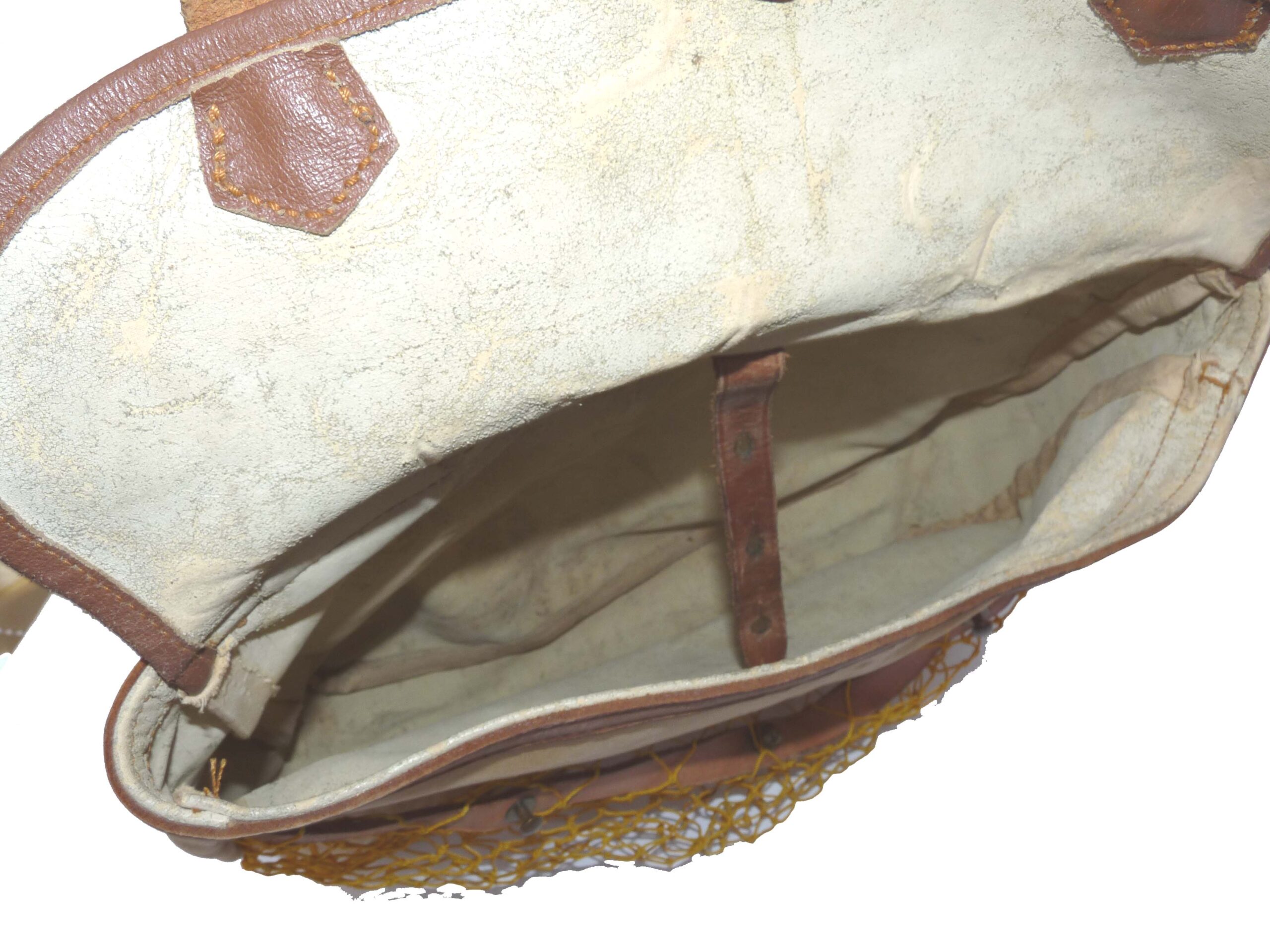 Brady canvas & leather classic vintage game fishers bag with knotted mesh front - Image 4
