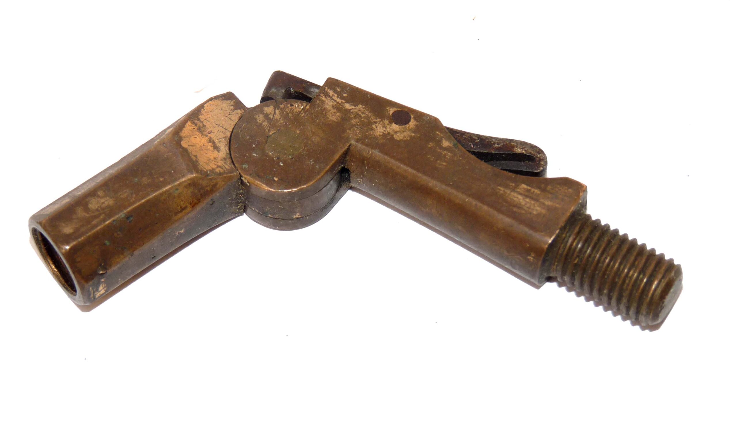 Victorian universal thread brass folding knuckle joint, used for landing nets & gaffs, scarce accessory