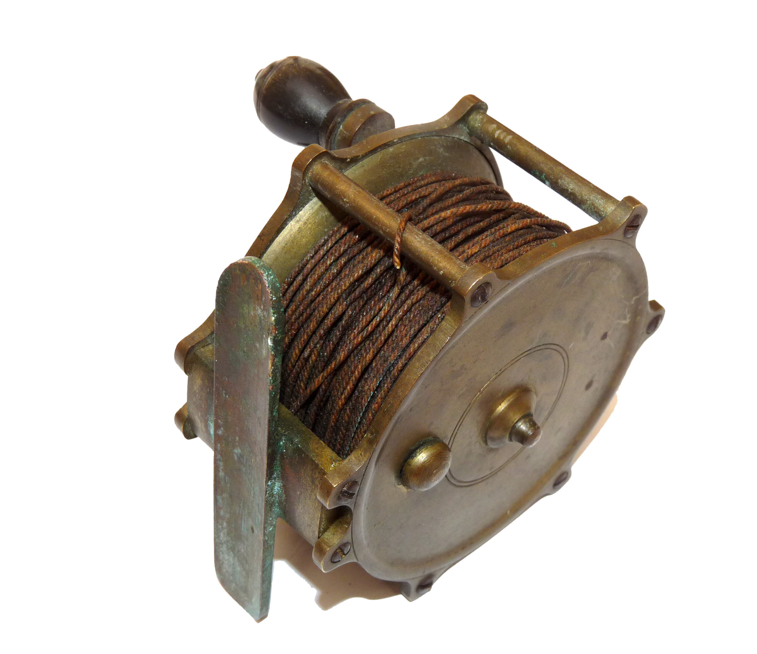Victorian brass 3.5" antique twin handle fly fishing reel weird raised pillar for collector c1900 - Image 2