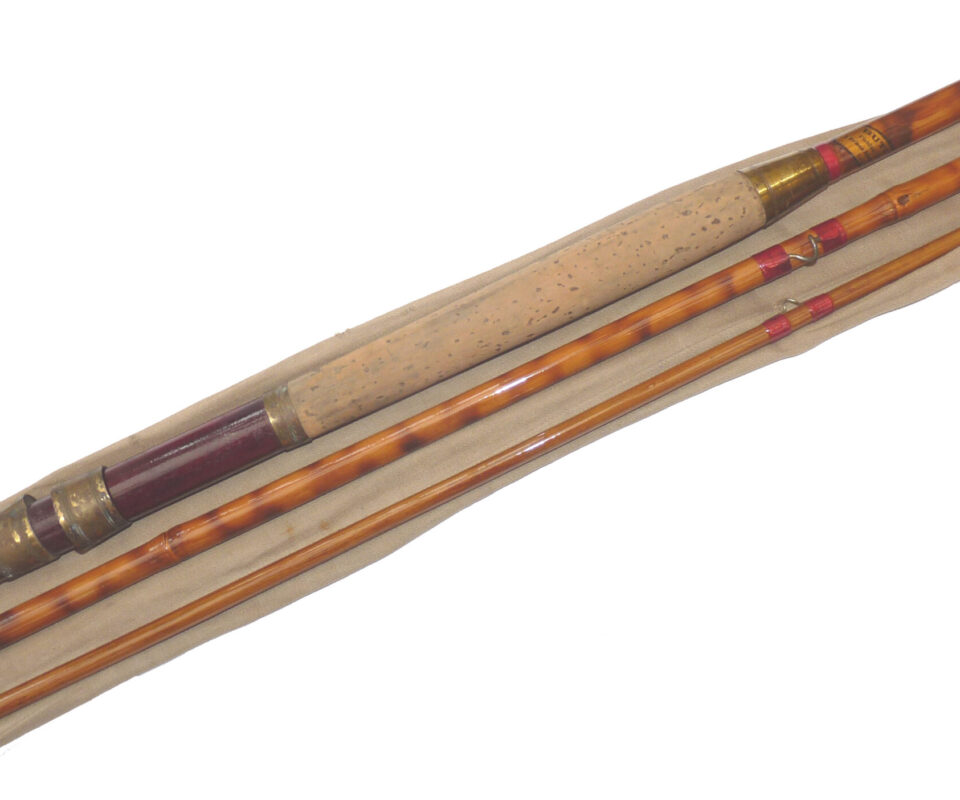 Butlers Fishing Tackle of Brighton, 12’ 3 piece burnished bamboo fly rod, in fine refurbished condition c1940