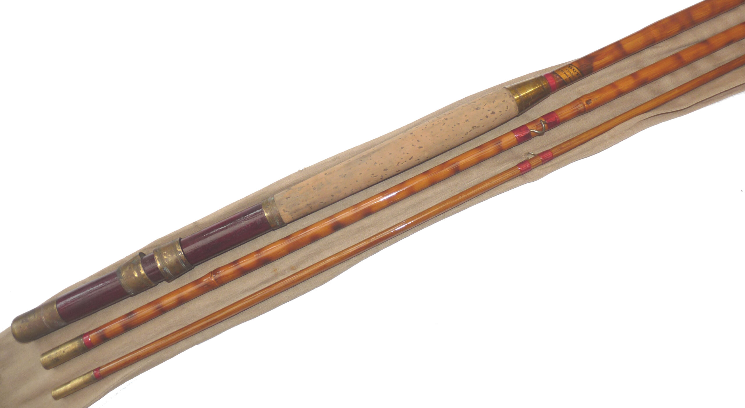 Butlers Fishing Tackle of Brighton, 12’ 3 piece burnished bamboo fly rod, in fine refurbished condition c1940