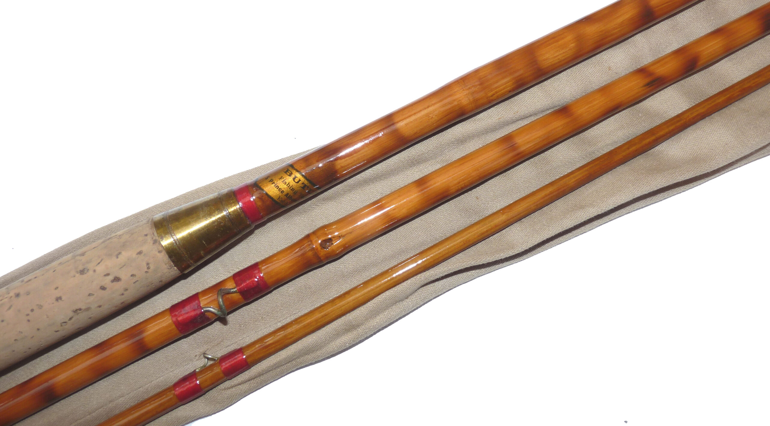 Butlers Fishing Tackle of Brighton, 12’ 3 piece burnished bamboo fly rod, in fine refurbished condition c1940 - Image 2