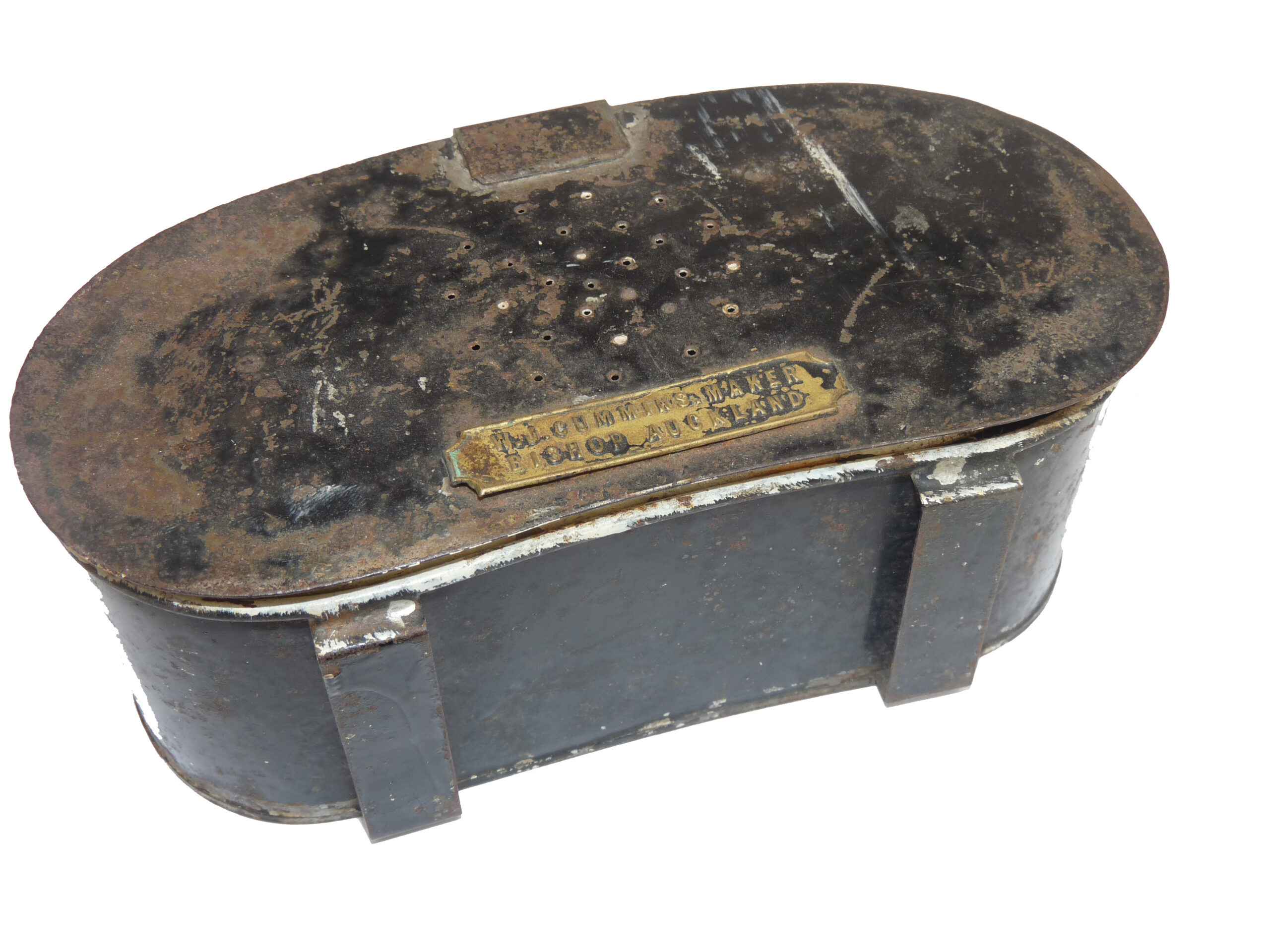 W.J Cummins Maker, Bishop Auckland antique belt fitting bait box + 1 other - Image 2