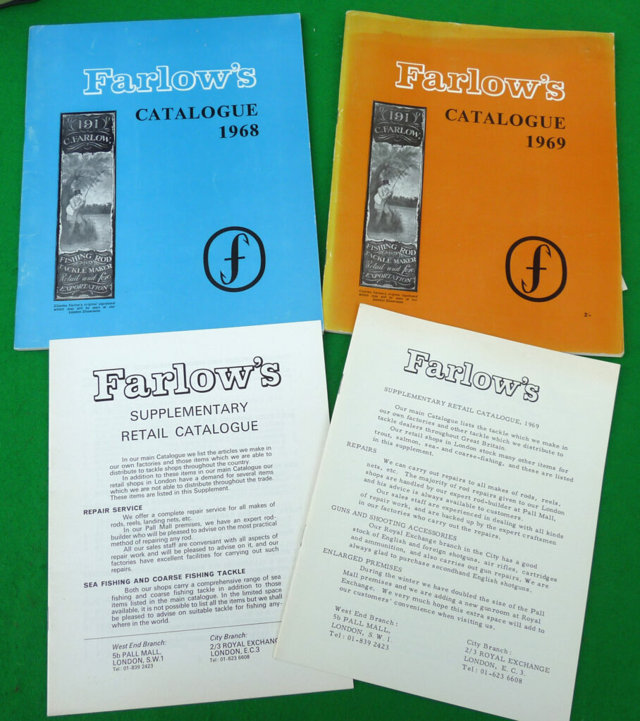2 Farlow retail catalogues 1968/69 + 2 supplementary catalogues