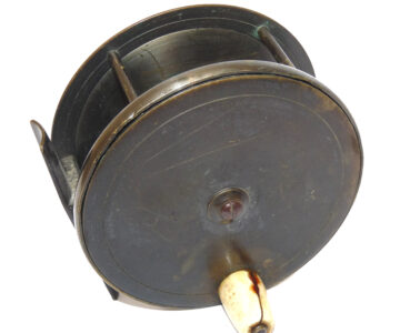 Chas Farlow 4.5" all brass antique plate wind salmon fly reel c1890