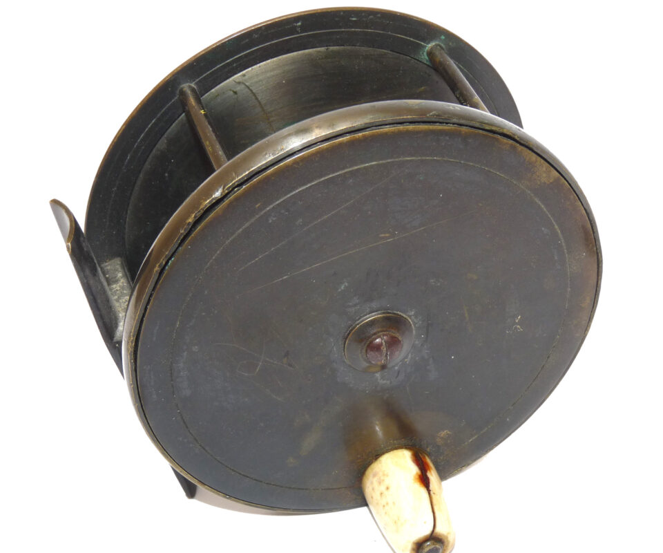 Chas Farlow 4.5" all brass antique plate wind salmon fly reel c1890