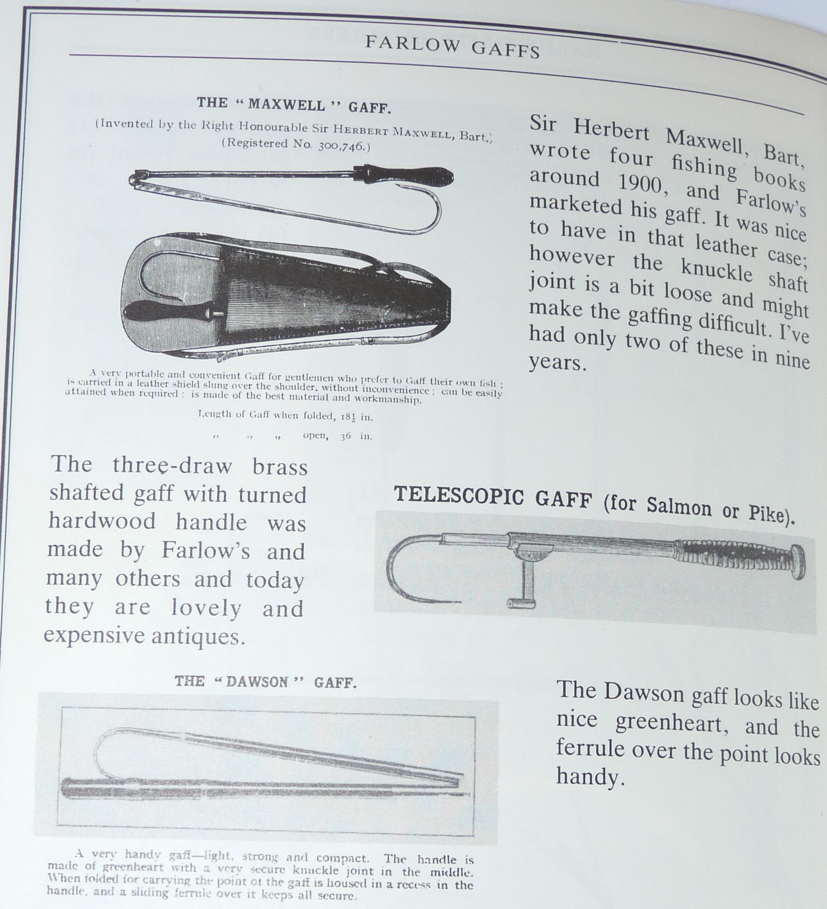Sir Herbert Maxwell Bart model folding antique salmon gaff retailed by Farlow’s c1900 - Image 2