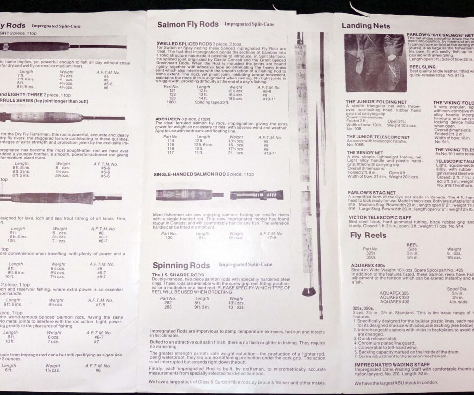 Alternative view of Farlow’s catalogues 1956, 65,66 & paper ephemera including knot guides, post cards etc.