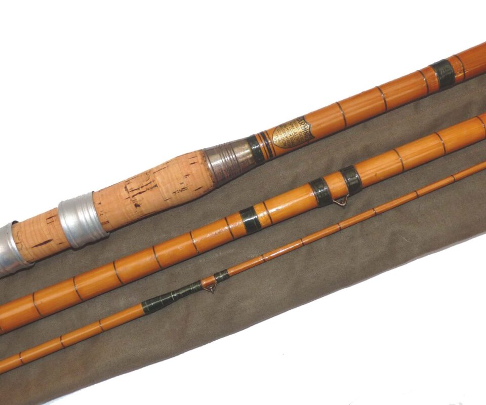 Harding's of London 12’ three-piece vintage coarse fishing rod green whipped