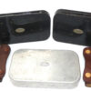 3 Hardy antique fly boxes+ 20 gut eye salmon flies + leather line cleaners Gary Brooker