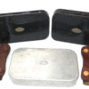 3 Hardy antique fly boxes+ 20 gut eye salmon flies + leather line cleaners Gary Brooker