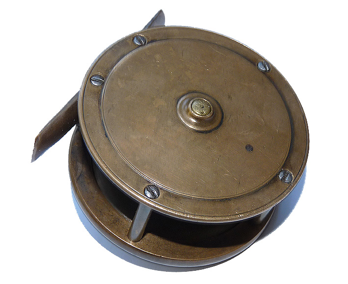 Hardy Alnwick 2.75" all brass trout fly reel Rod in Hand + oval logo c 1896 collect - Image 3