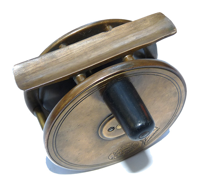Hardy Alnwick 2.75" all brass trout fly reel Rod in Hand + oval logo c 1896 collect - Image 4