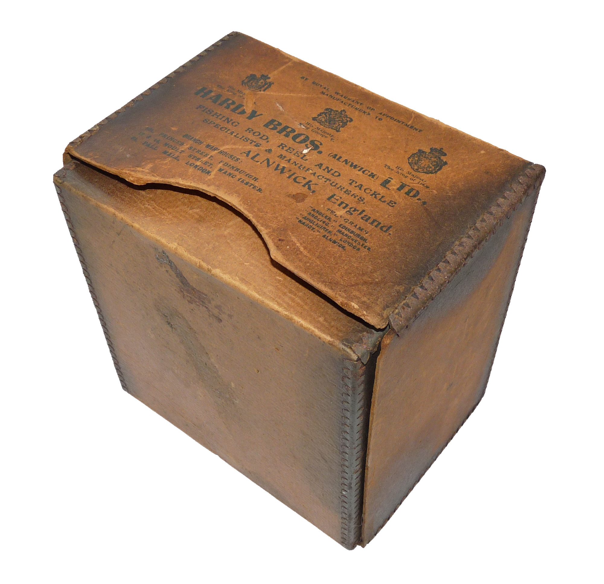 Hardy Alnwick antique large reel card box with metal corners, display or use to store reel - Image 4