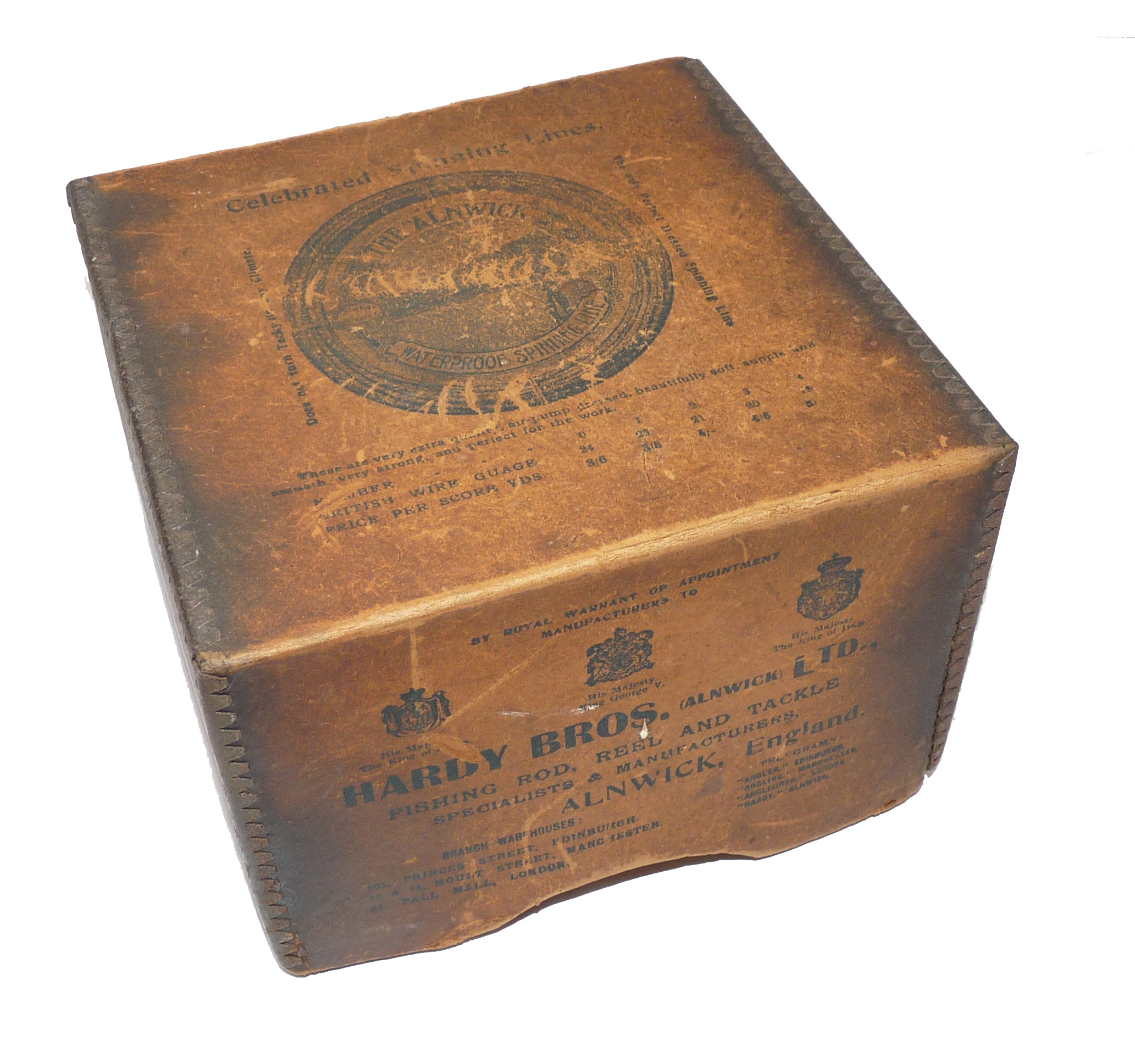 Hardy Alnwick antique large reel card box with metal corners, display or use to store reel