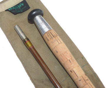 Alternative view of Hardy Invincible 2 piece 8' 8" spinning rod early fibreglass model white script use or collect