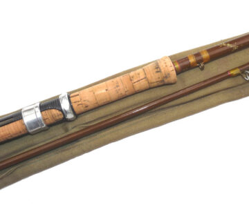 Hardy Invincible 2 piece 8' 8" spinning rod early fibreglass model white script use or collect