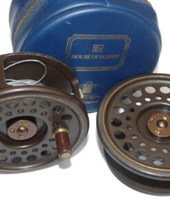 Hardy “The Golden Prince 7/8” brown anodised fly reel, s/spool & zip padded case