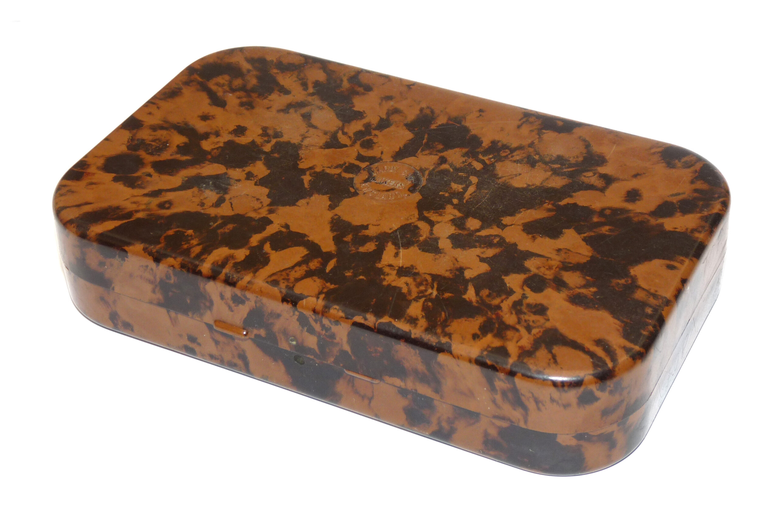 Hardy Neroda vintage large deep pocket fly box Mottled brown finish + trout flies - Image 3