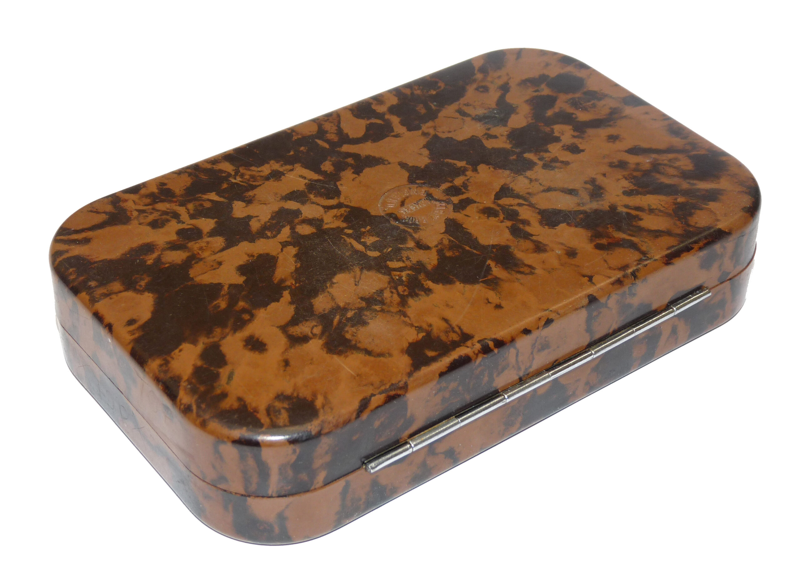 Hardy Neroda vintage large deep pocket fly box Mottled brown finish + trout flies