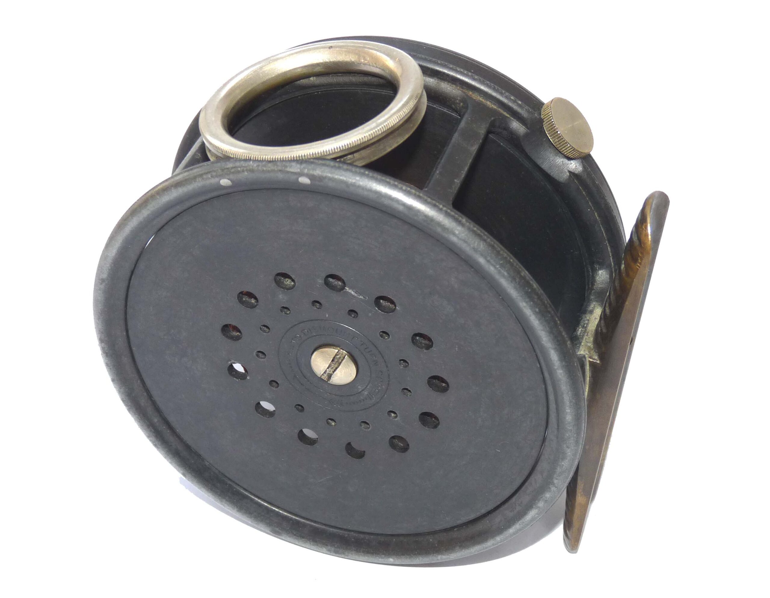 Hardy Perfect 4” vintage wide drum salmon fly reel, rotating line guide, lead finish - Image 4