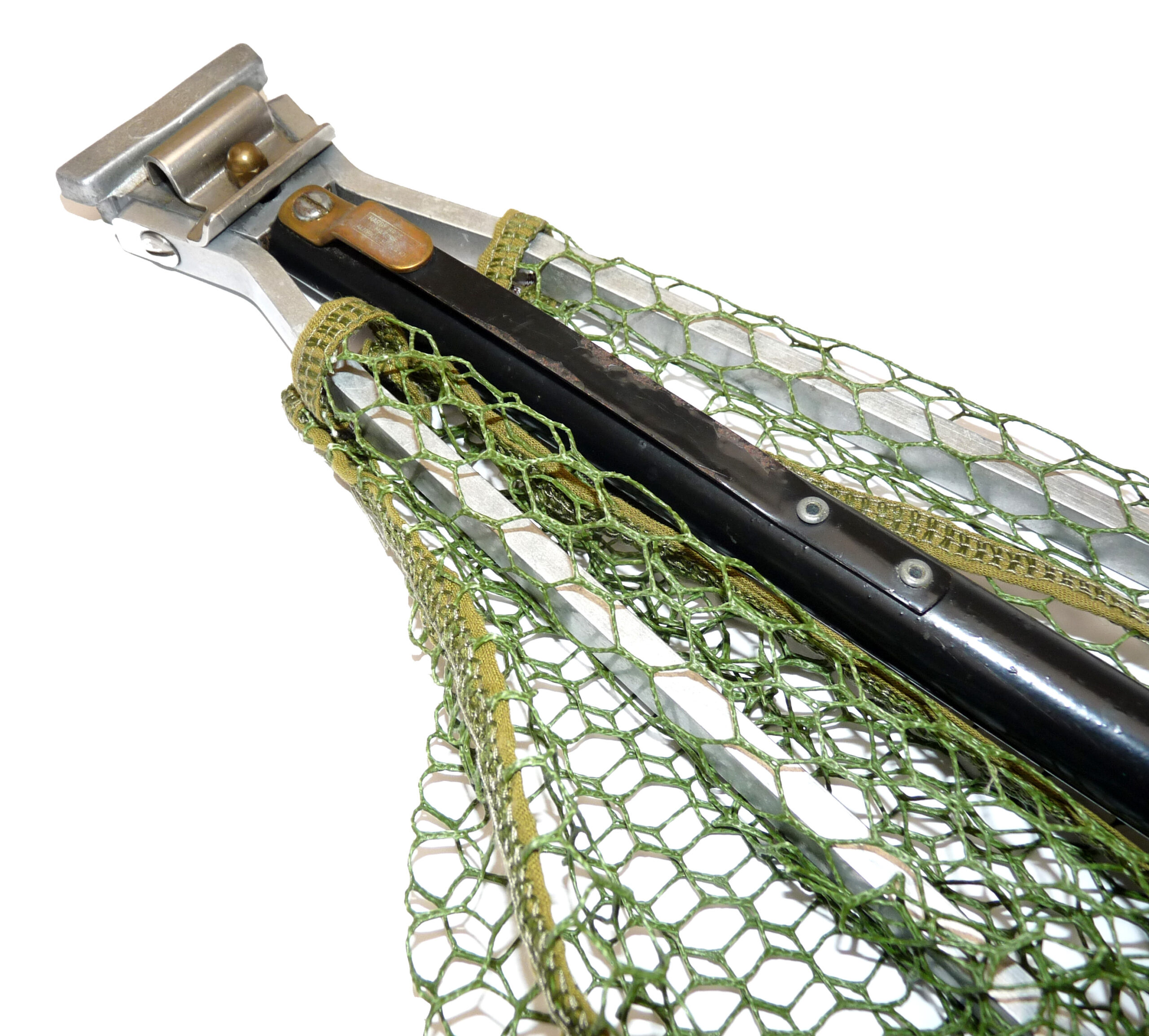 Hardy Bros Alnwick alloy folding salmon landing net with new Snowbee Eco knotless mesh