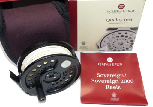Hardy Sovereign 2000 black fly reel No 417 weight 7 with papers, neoprene case & box