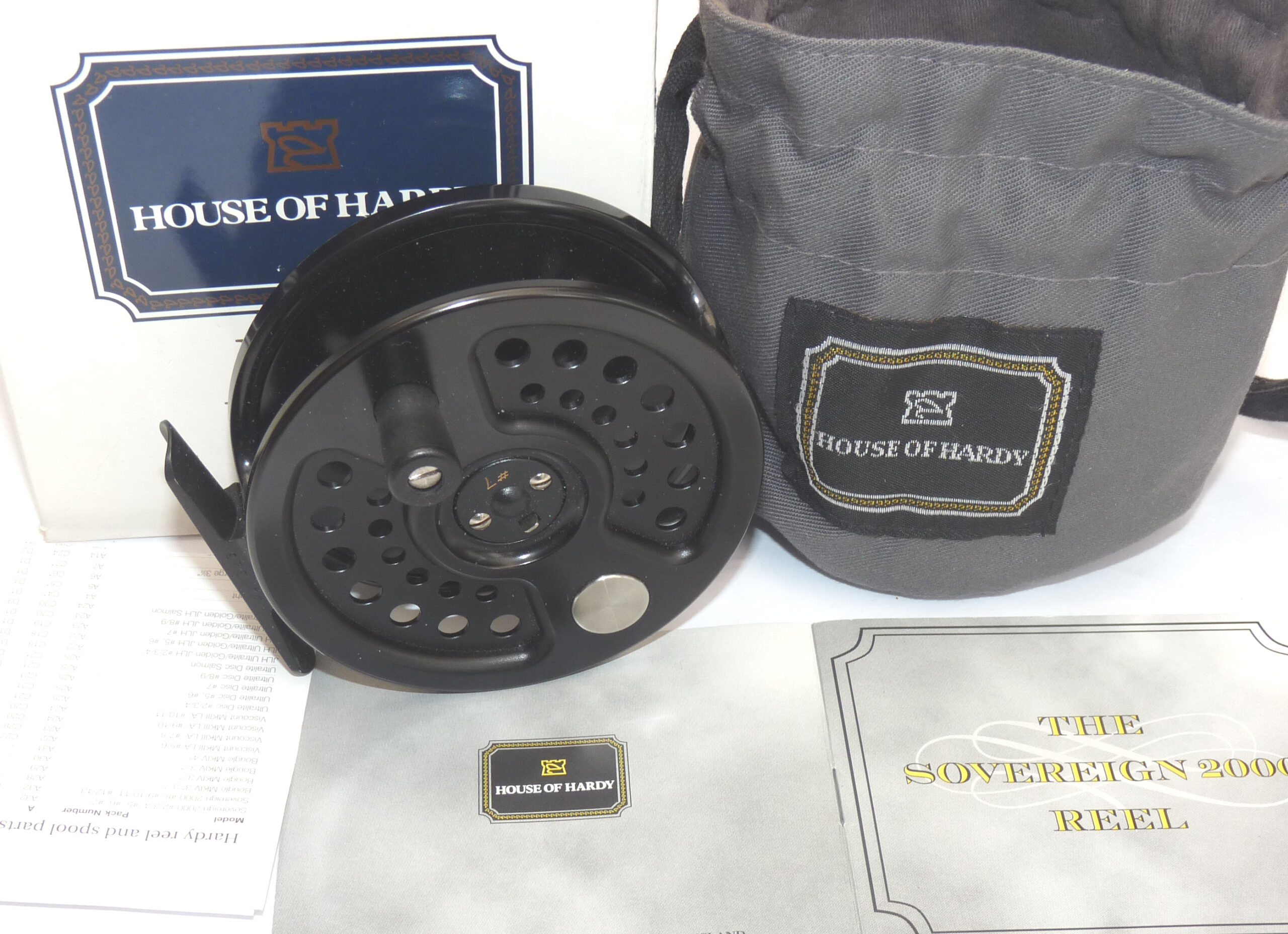 Hardy Sovereign 2000 #7 alloy fly reel No 30 + Hardy pokey bag, handbook & outer box